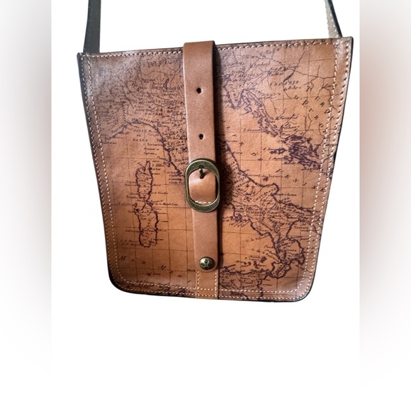 Patricia Nash Signature Map Venenzia Brown Leather Pouch Crossbody Bag - Picture 11 of 13